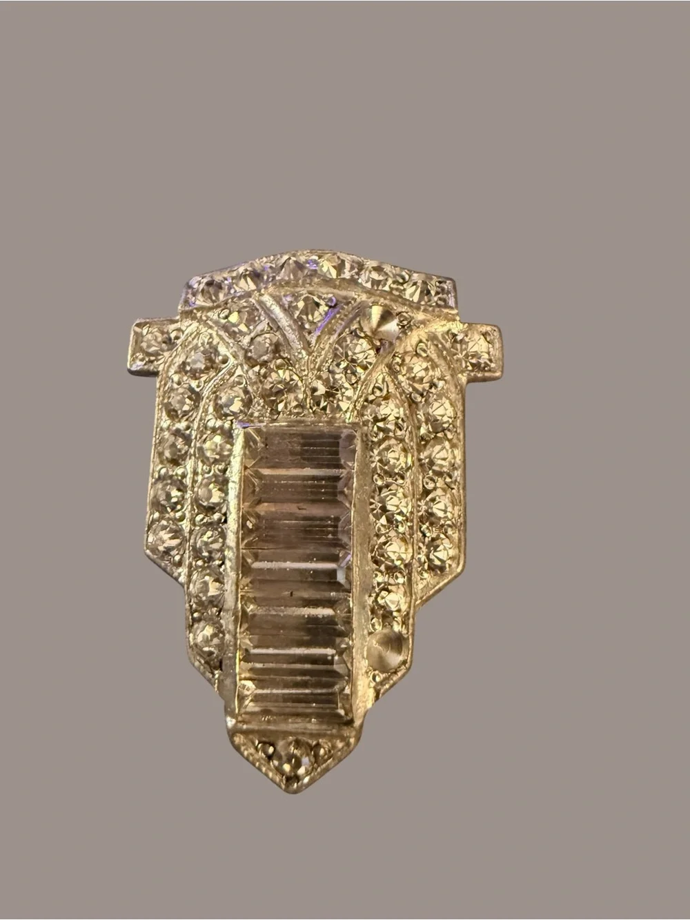 Vintage Silvertone Rhinestone Shoe Clip Art Deco Style Statement Jewelry